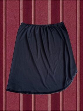 Women's Black Midi Half Slip Skirt with Elastic Waistband